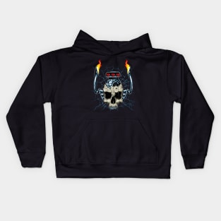 skull with car engine and nitro Kids Hoodie